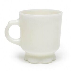Vintage Anchor Hocking Fire-King Ivory Milk Glass Pedestal Coffee Mug Cup USA